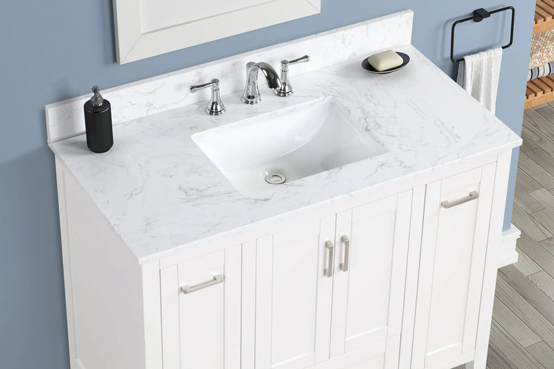 Milford 42" Single Vanity With Carrara white Quartz Stone Top