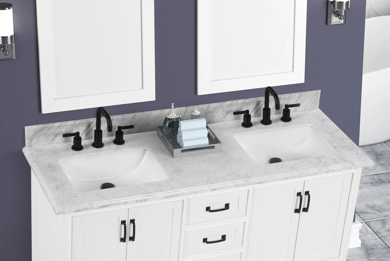 Rhoda 60" Vanity Set with Luxurious Carrara Marble Top