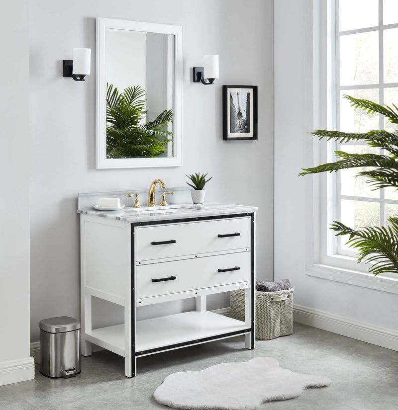 Hendrick 36" Soft White Vanity With Marmara Marble Top