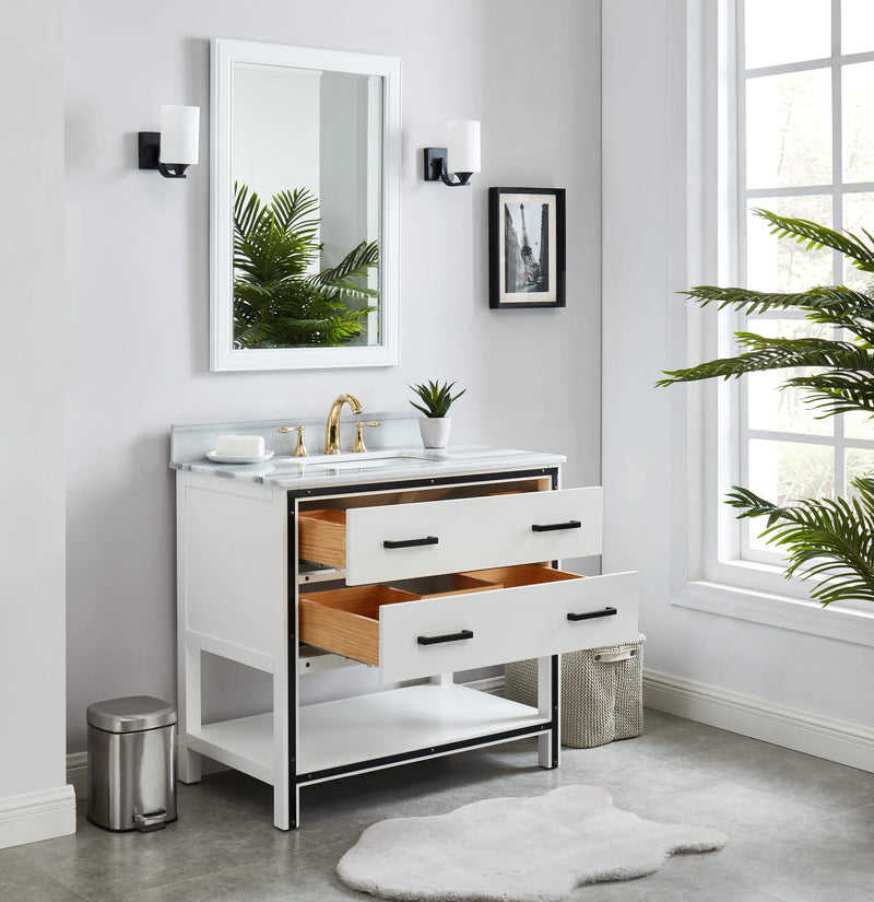 Hendrick 36" Soft White Vanity With Marmara Marble Top