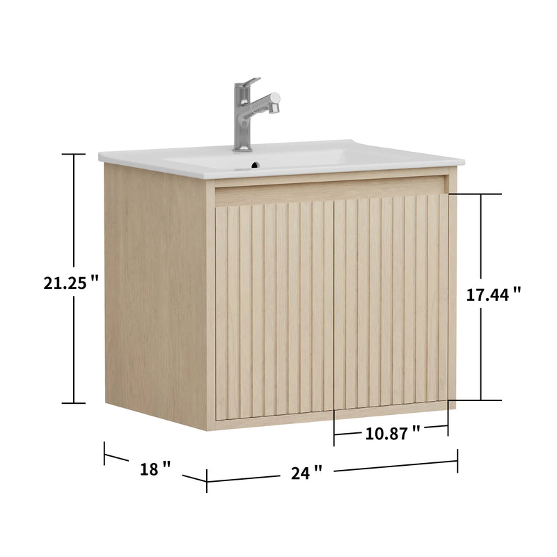 WM-Mena 24" Single Vanity With Porcelain Top
