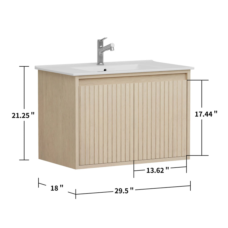 WM-Mena 30" Single Vanity With Porcelain Top