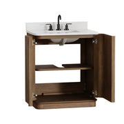 Zamora 30" Vanity Set with Carrara White Quartz Top - Castle Oak