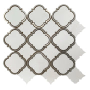 Thassos & Thassos with Patterned Metal Trim 12.3-in x 12.3-in Polished Waterjet Mosaic  Floor and Wall Tile( 5 sq. ft. /Box )