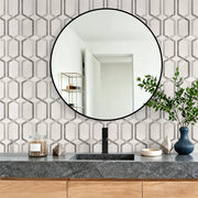 Thassos & Wooden & Athens Gray 12-in x 12-in Polished Waterjet Mosaic Floor and Wall Tile( 5 sq. ft. /Box )
