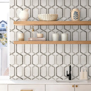 Thassos & Wooden & Athens Gray 12-in x 12-in Polished Waterjet Mosaic Floor and Wall Tile( 5 sq. ft. /Box )