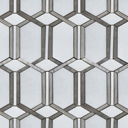 Thassos & Wooden & Athens Gray 12-in x 12-in Polished Waterjet Mosaic Floor and Wall Tile( 5 sq. ft. /Box )