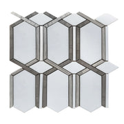 Thassos & Wooden & Athens Gray 12-in x 12-in Polished Waterjet Mosaic Floor and Wall Tile( 5 sq. ft. /Box )