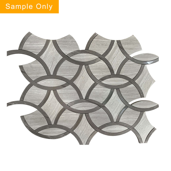 WW & Athens Gray Interlocking Circles Polished Waterjet Mosaic Floor and Wall Tile - Sample (Product Shown is Full Size)