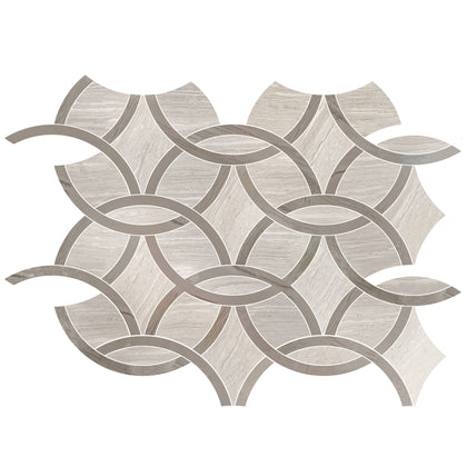 WW & Athens Gray Interlocking Circles 9-1/2-in x 14-1/2-in Polished Waterjet Mosaic Floor and Wall Tile( 4.8 sq. ft. /Box )