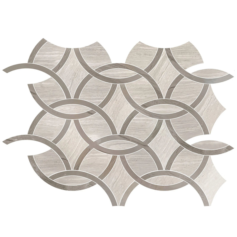 WW & Athens Gray Interlocking Circles 9-1/2-in x 14-1/2-in Polished Waterjet Mosaic Floor and Wall Tile( 4.8 sq. ft. /Box )