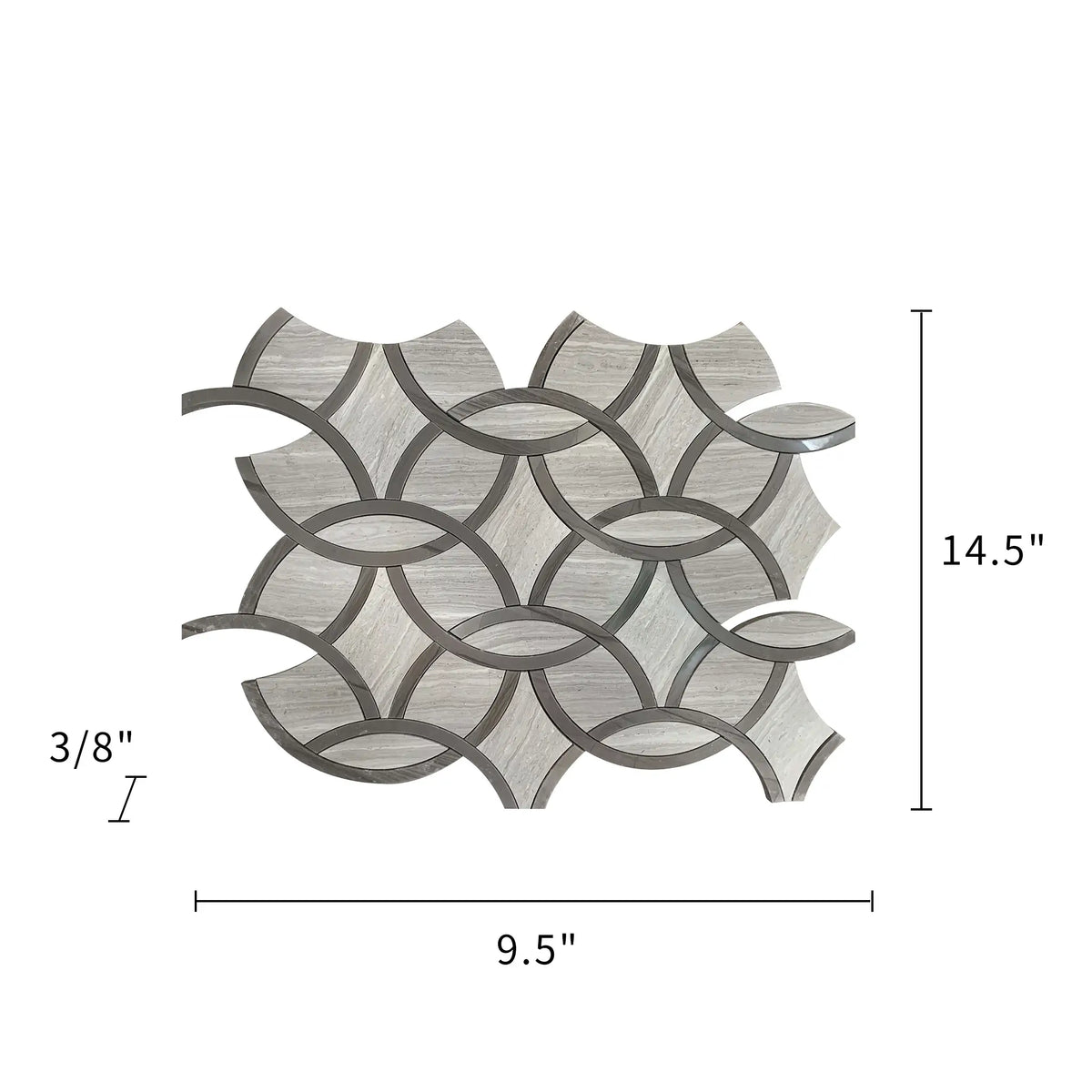 WW & Athens Gray Marble Interlocking Circle 9-1/2-in x 14-1/2-in Waterjet Mosaic Floor and Wall Tile(0.96-sq. ft/ Piece) - Sample (Product Shown is Full Size)