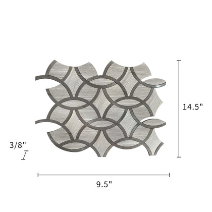WW & Athens Gray Marble Interlocking Circle 9-1/2-in x 14-1/2-in Waterjet Mosaic Floor and Wall Tile(0.96-sq. ft/ Piece) - Sample (Product Shown is Full Size)