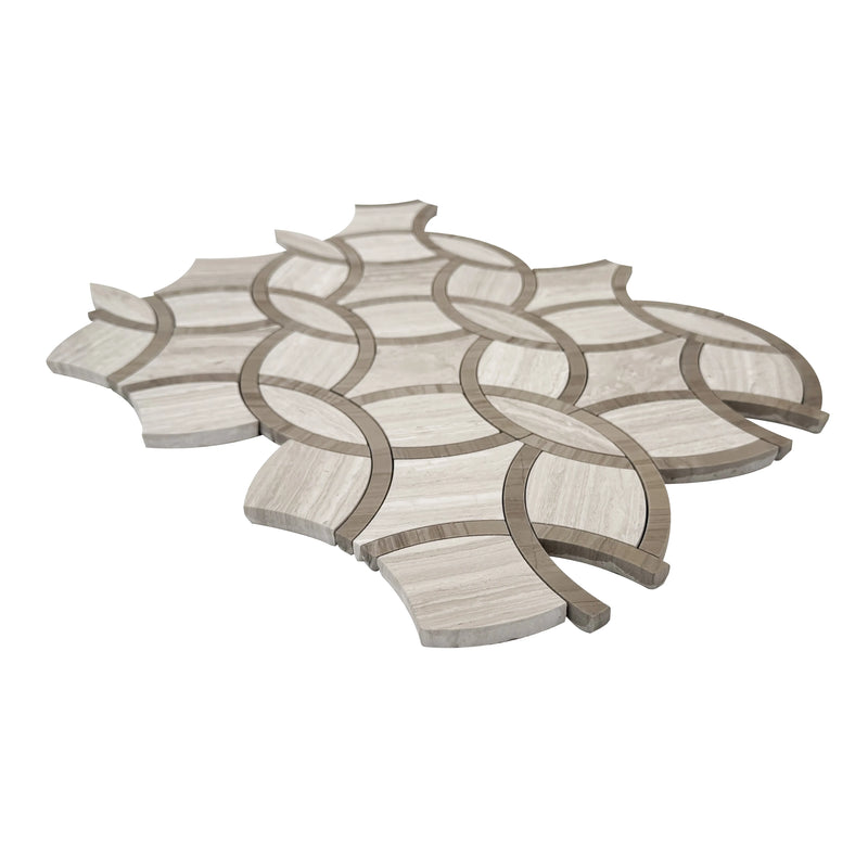 WW & Athens Gray Interlocking Circles 9-1/2-in x 14-1/2-in Polished Waterjet Mosaic Floor and Wall Tile( 4.8 sq. ft. /Box )
