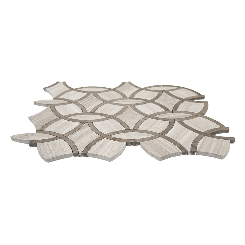 WW & Athens Gray Interlocking Circles 9-1/2-in x 14-1/2-in Polished Waterjet Mosaic Floor and Wall Tile( 4.8 sq. ft. /Box )