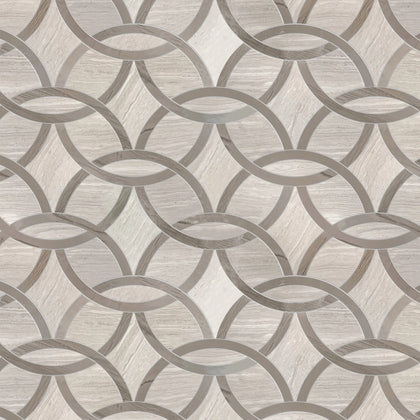 WW & Athens Gray Interlocking Circles 9-1/2-in x 14-1/2-in Polished Waterjet Mosaic Floor and Wall Tile( 4.8 sq. ft. /Box )
