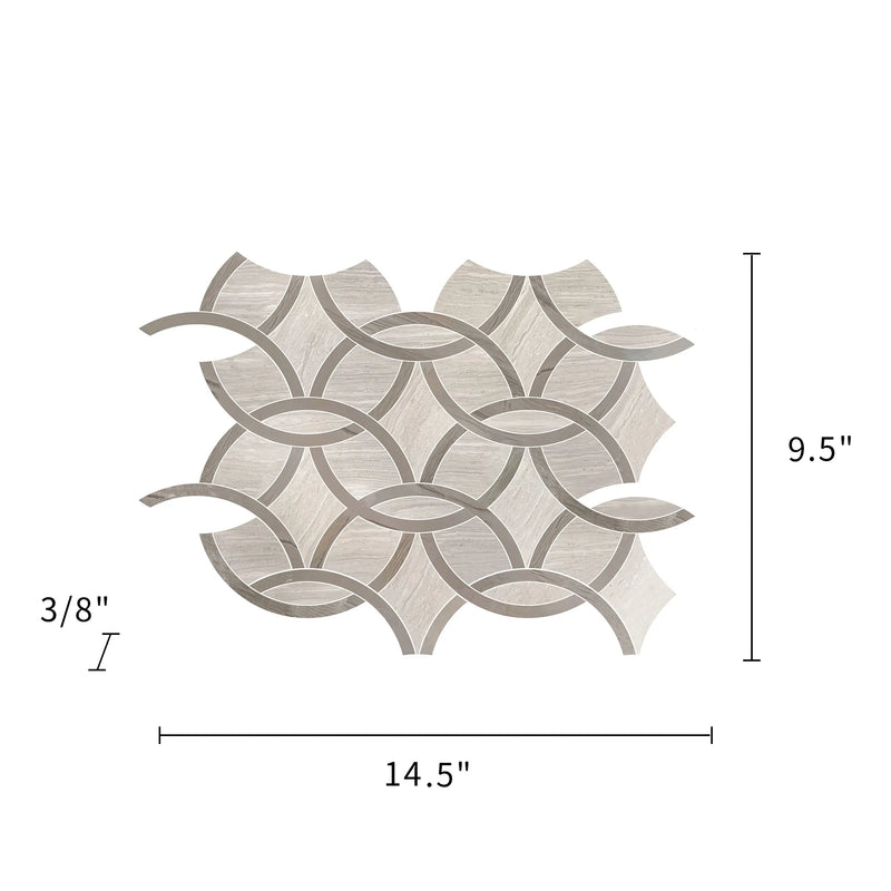 WW & Athens Gray Interlocking Circles 9-1/2-in x 14-1/2-in Polished Waterjet Mosaic Floor and Wall Tile( 4.8 sq. ft. /Box )