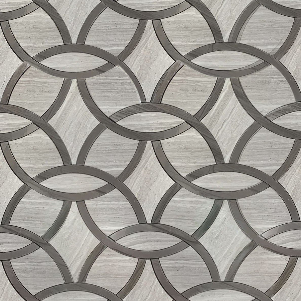WW & Athens Gray Marble Interlocking Circle 9-1/2-in x 14-1/2-in Waterjet Mosaic Floor and Wall Tile(0.96-sq. ft/ Piece) - Sample (Product Shown is Full Size)