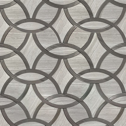 WW & Athens Gray Marble Interlocking Circle 9-1/2-in x 14-1/2-in Waterjet Mosaic Floor and Wall Tile(0.96-sq. ft/ Piece) - Sample (Product Shown is Full Size)
