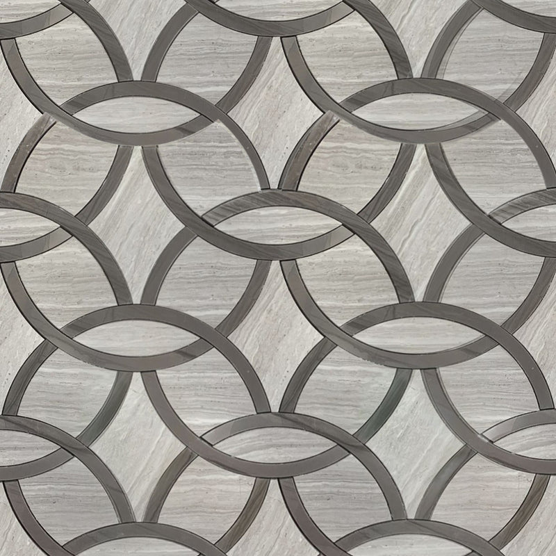 WW & Athens Gray Marble Interlocking Circle 9-1/2-in x 14-1/2-in Waterjet Mosaic Floor and Wall Tile(0.96-sq. ft/ Piece) - Sample (Product Shown is Full Size)