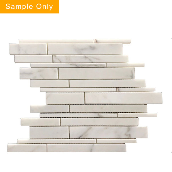 Calacatta Random Liners Honed Marble Mosaic Floor and Wall Tile - Sample (Product Shown is Full Size)
