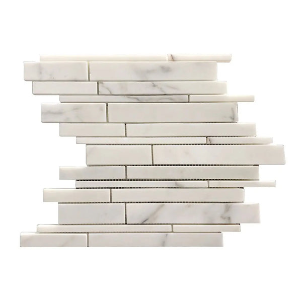 Calacatta Random Liners 12-in x 12-in Honed Marble Mosaic Floor and Wall Tile(1-sq. ft/ Piece)
