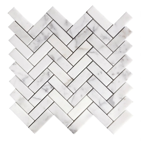 Calacatta Herringbone 12-in x 13-in Honed Marble Mosaic Floor and Wall Tile(1.08-sq. ft/ Piece)