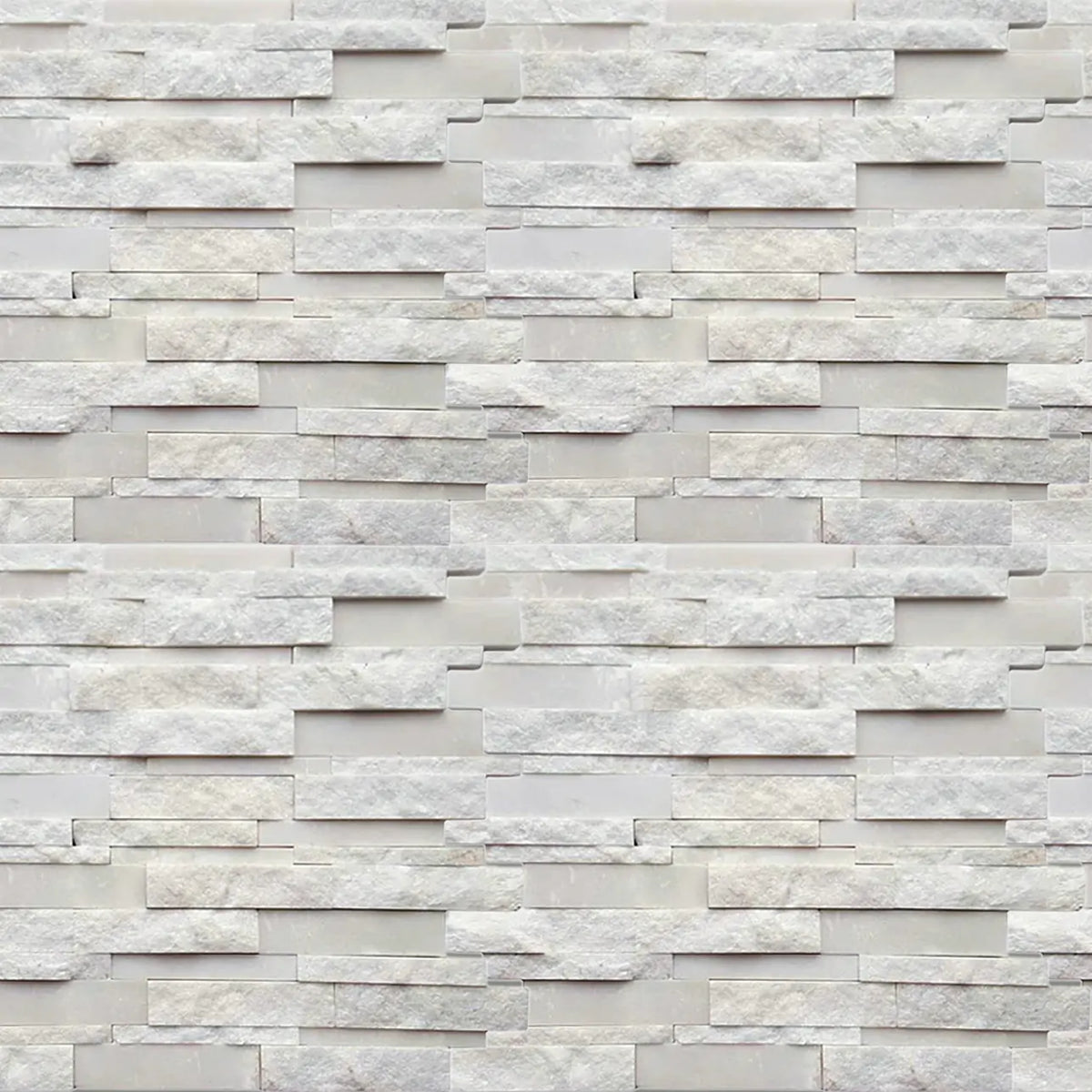 Sample display board of White Split Faced Random Strip Slate Quartzite Mosaic Tile – honed natural stone for showroom