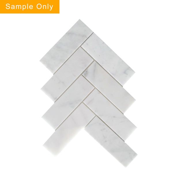 Calacatta Herringbone Polished Marble Mosaic Floor and Wall Tile - Sample (Product Shown is Full Size)