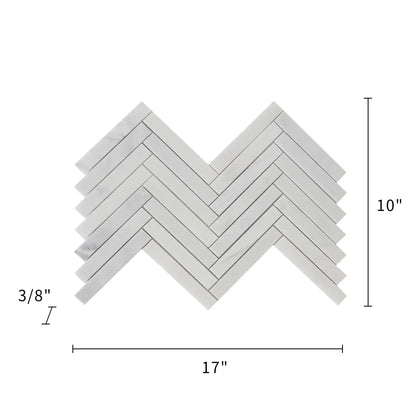 Oriental White 17-in x 10-in Honed Herringbone Marble Mosaic Floor and Wall Tile( 5.67 sq. ft. /Box )