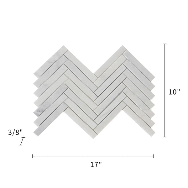 Oriental White 17-in x 10-in Honed Herringbone Marble Mosaic Floor and Wall Tile( 5.67 sq. ft. /Box )