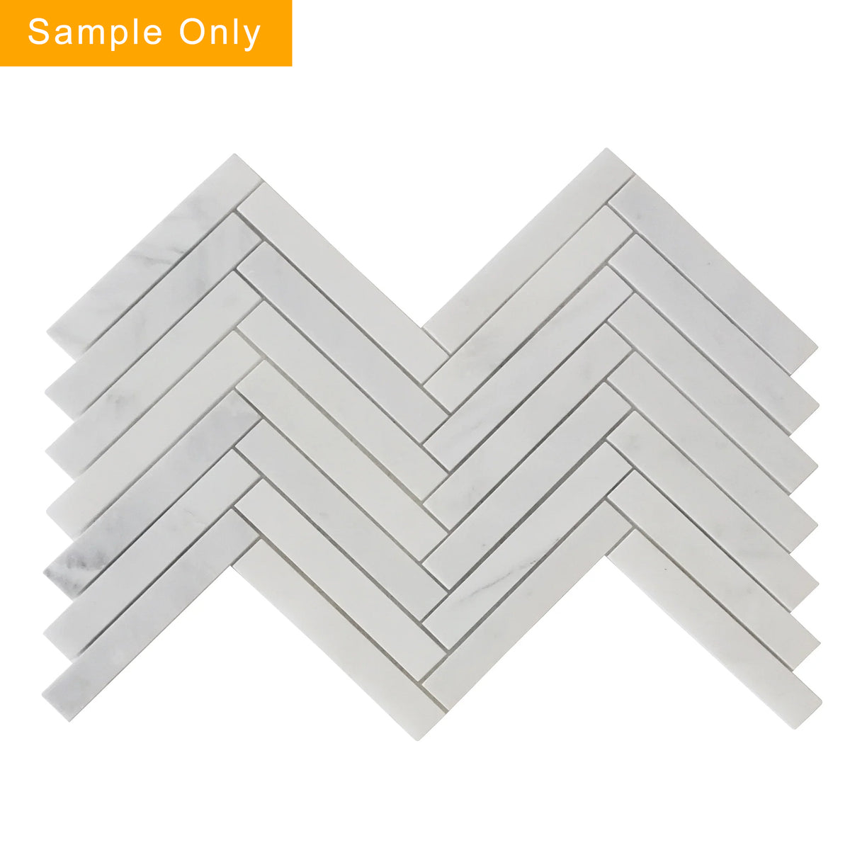 Oriental White Polished Herringbone Marble Mosaic Floor and Wall Tile - Sample (Product Shown is Full Size)