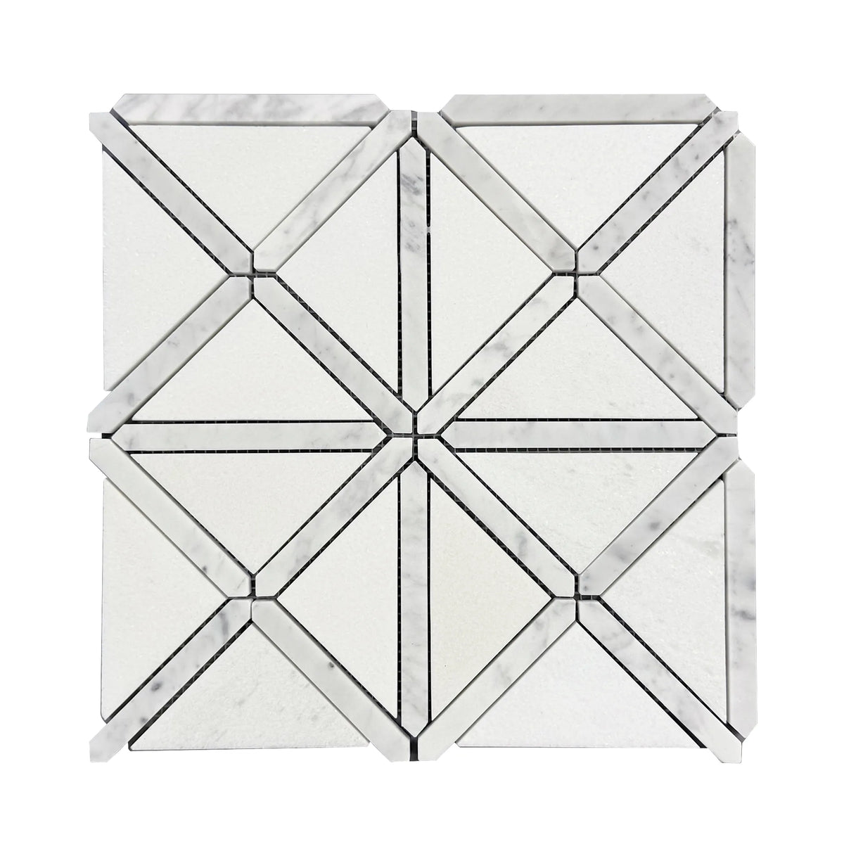 Bianco Carrara/Thassos White X Pattern 12-in x 12-in Polished Marble Waterjet Mosaic Floor and Wall Tile( 5 sq. ft. /Box )