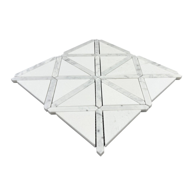 Bianco Carrara/Thassos White X Pattern 12-in x 12-in Polished Marble Waterjet Mosaic Floor and Wall Tile( 5 sq. ft. /Box )
