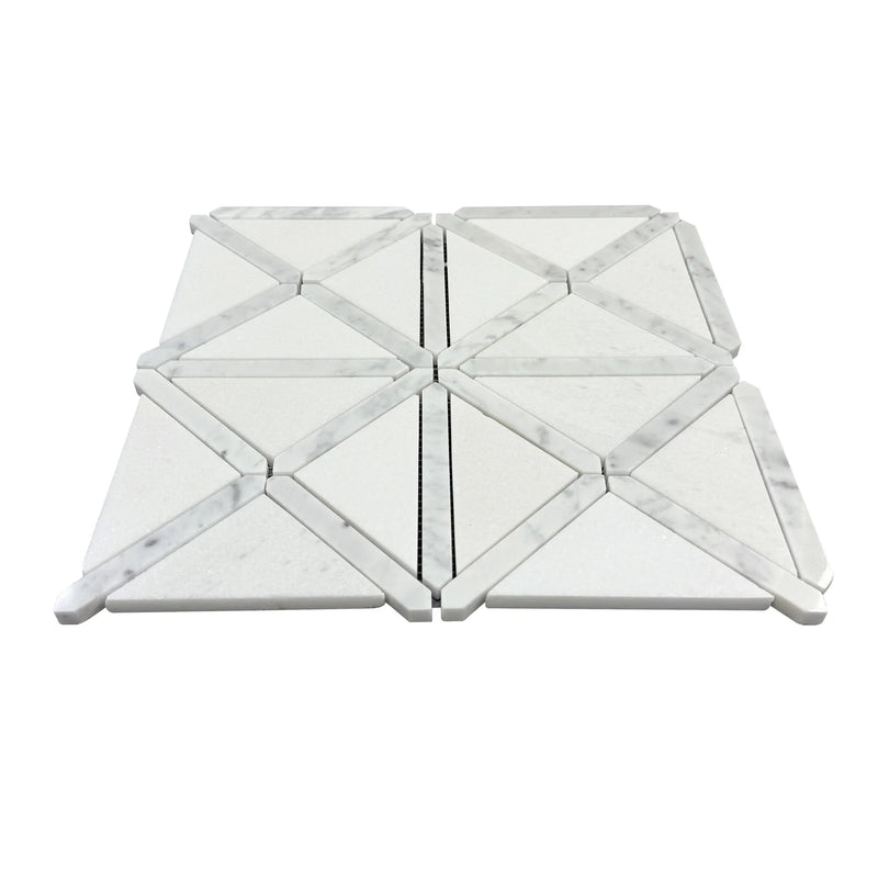 Bianco Carrara/Thassos White X Pattern 12-in x 12-in Polished Marble Waterjet Mosaic Floor and Wall Tile( 5 sq. ft. /Box )