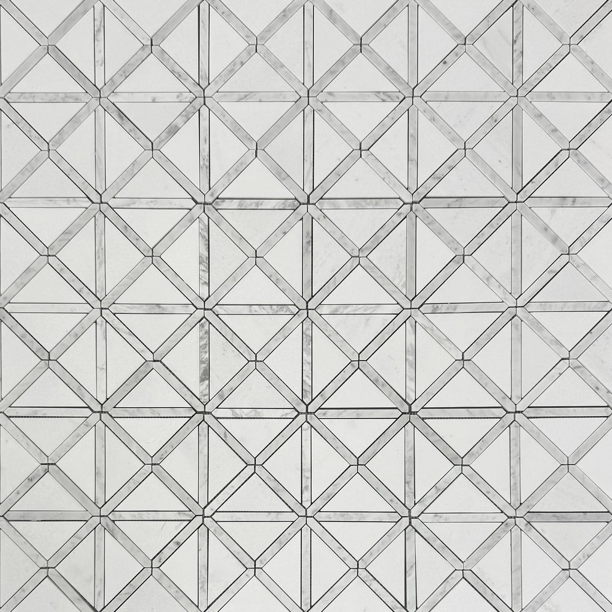 Bianco Carrara/Thassos White X Pattern 12-in x 12-in Polished Marble Waterjet Mosaic Floor and Wall Tile( 5 sq. ft. /Box )