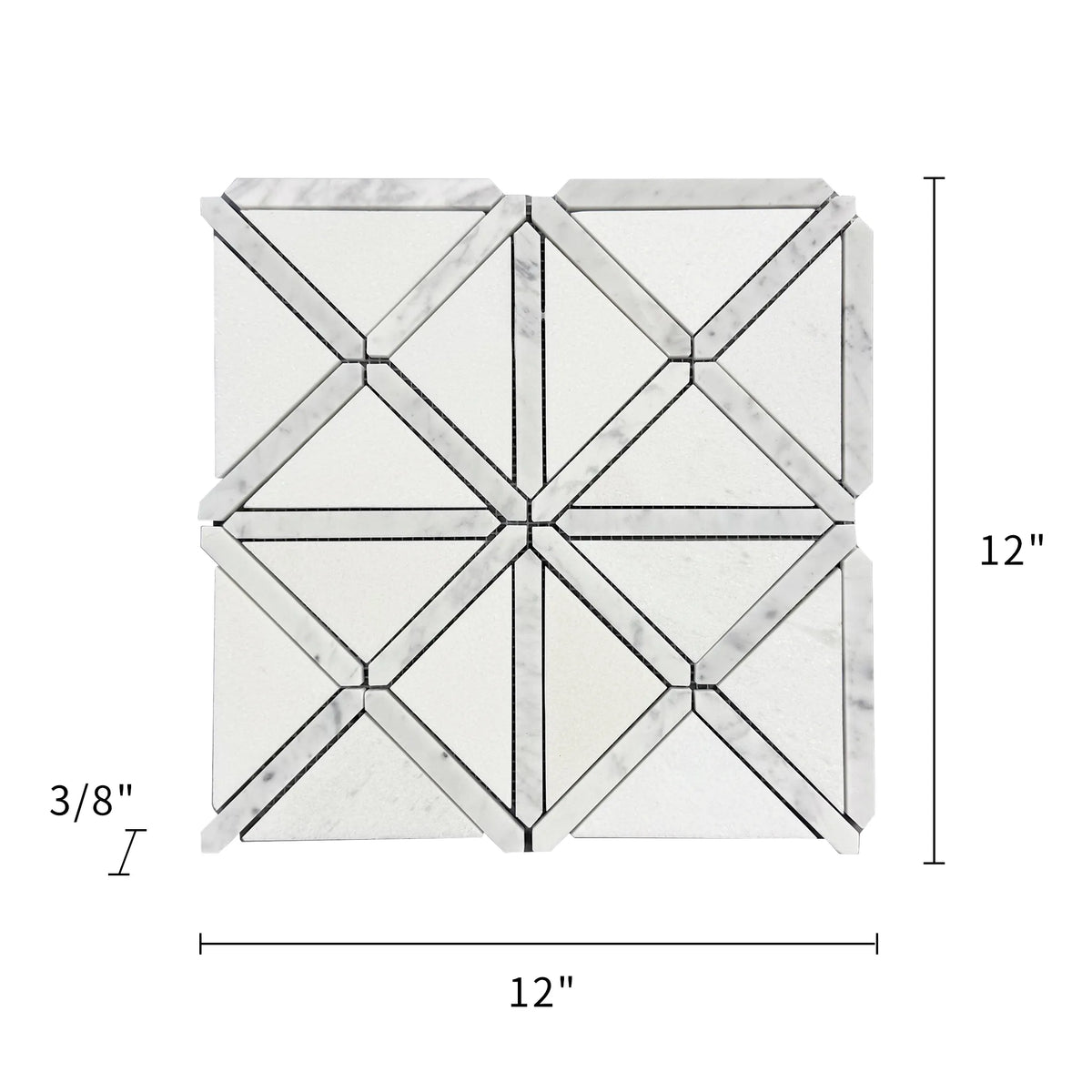 Bianco Carrara/Thassos White X Pattern 12-in x 12-in Polished Marble Waterjet Mosaic Floor and Wall Tile( 5 sq. ft. /Box )