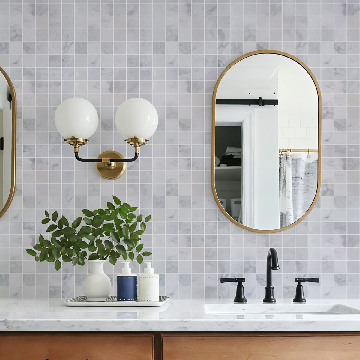 2-in Calacatta 12-in x 12-in Polished Marble Mosaic Floor and Wall Tile( 5 sq. ft. /Box )