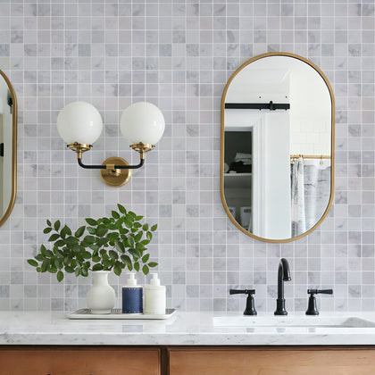 2-in Calacatta 12-in x 12-in Polished Marble Mosaic Floor and Wall Tile( 5 sq. ft. /Box )
