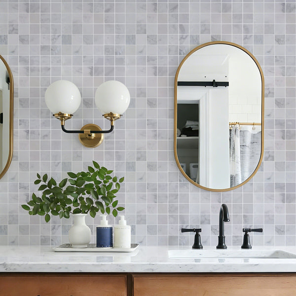 2-in Calacatta 12-in x 12-in Polished Marble Mosaic Floor and Wall Tile( 5 sq. ft. /Box )