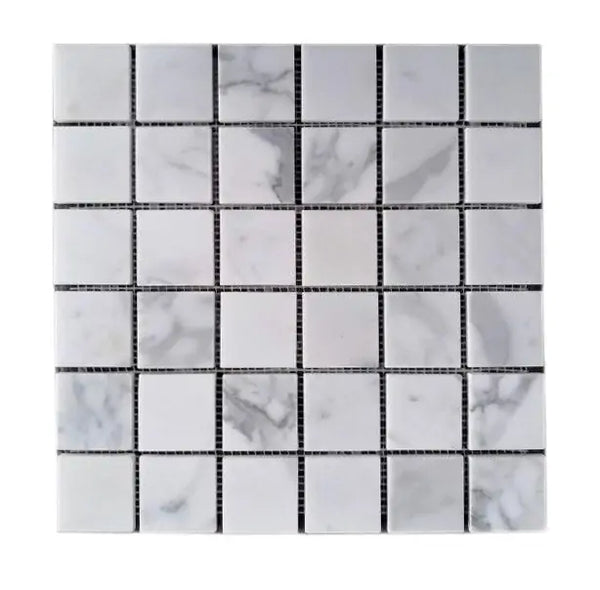 Calacatta 12-in x 12-in Polished Marble Mosaic Floor and Wall Tile(1-sq. ft/ Piece)