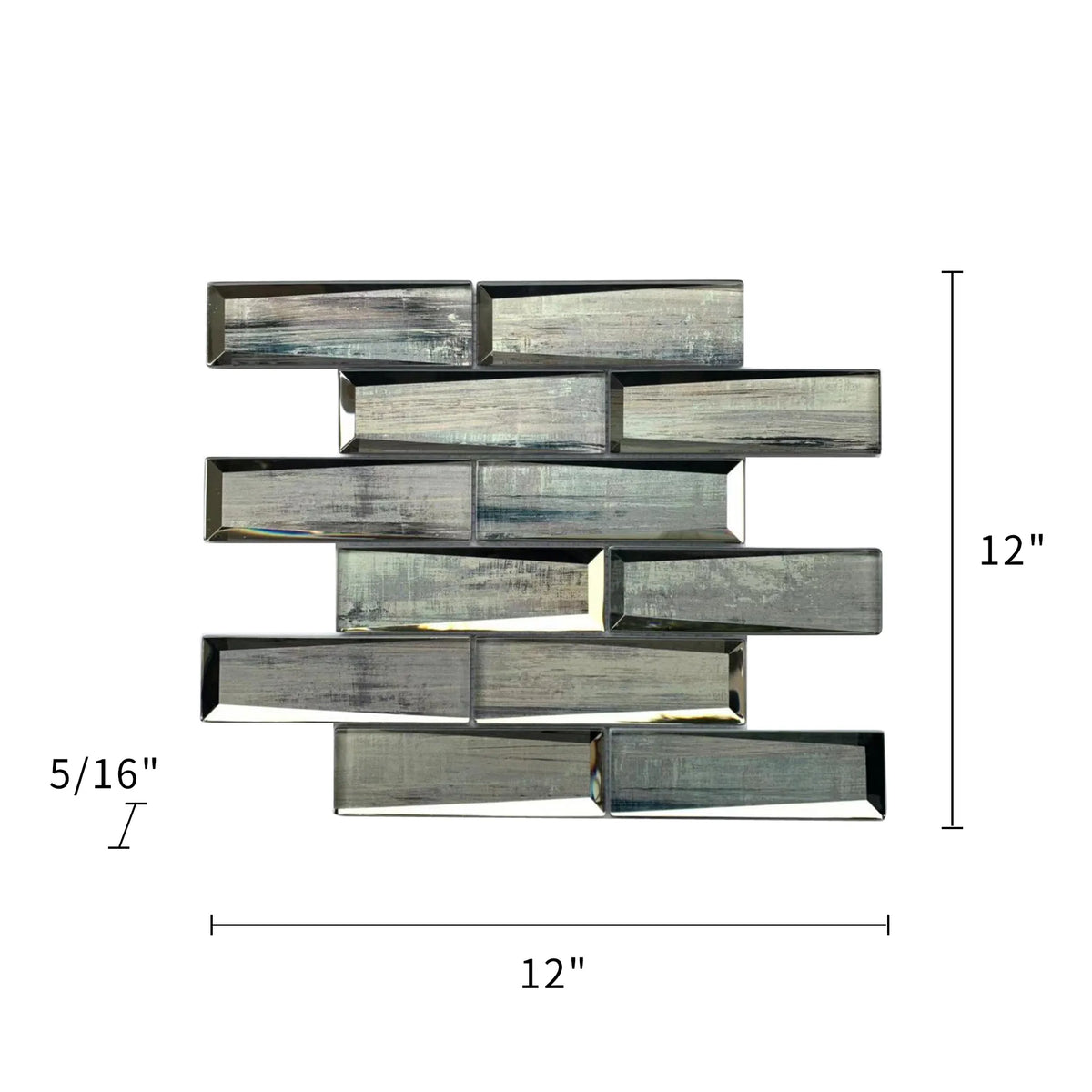 Blue & Gray Wood  Grain 12-in x 12-in 3D Glass Mosaic Wall Tile( 10 sq. ft. /Box )