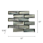 Blue & Gray Wood  Grain 12-in x 12-in 3D Glass Mosaic Wall Tile( 10 sq. ft. /Box )