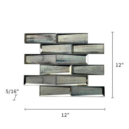 Blue & Gray Wood  Grain 12-in x 12-in 3D Glass Mosaic Wall Tile( 10 sq. ft. /Box )