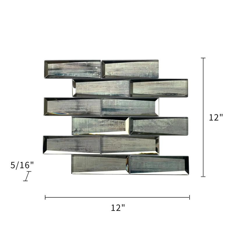 Blue & Gray Wood  Grain 12-in x 12-in 3D Glass Mosaic Wall Tile( 10 sq. ft. /Box )