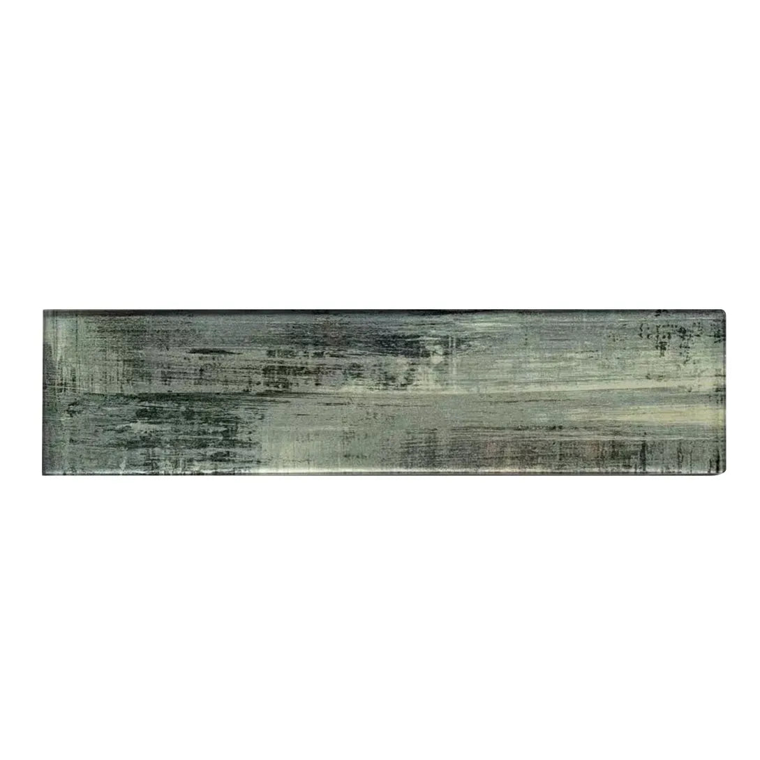 Blue & Gray Wood Grain 3-in x 12-in 3D Glass Tile( 5 sq. ft. /Box )