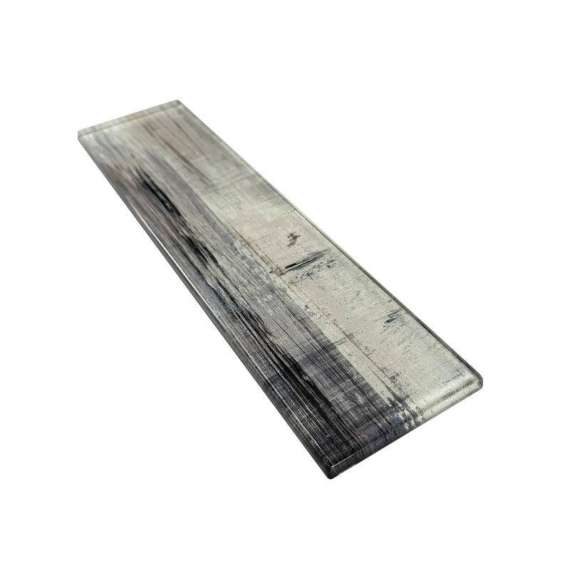 Blue & Gray Wood Grain 3-in x 12-in 3D Glass Tile( 5 sq. ft. /Box )