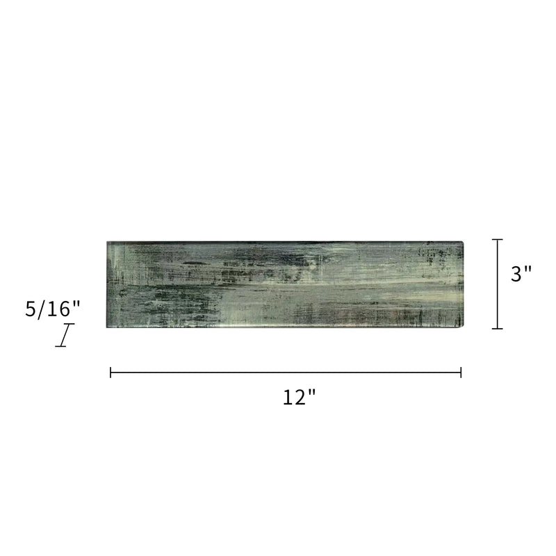 Blue & Gray Wood Grain 3D Glass Tile - Sample (Product Shown is Full Size)
