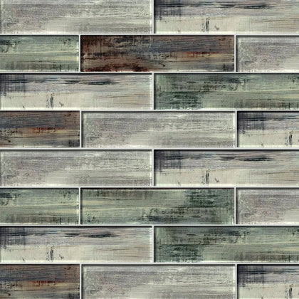 Blue & Gray Wood Grain 3-in x 12-in 3D Glass Tile( 5 sq. ft. /Box )