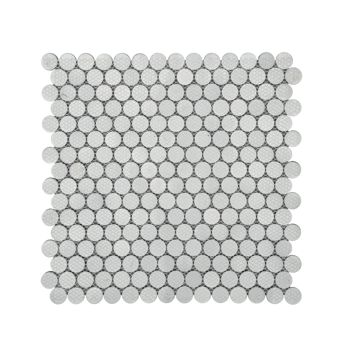 Blue & Gray Textured Penny Round 12-in x 12-in Glass Mosaic Wall Tile ( 10 sq. ft. /Box )